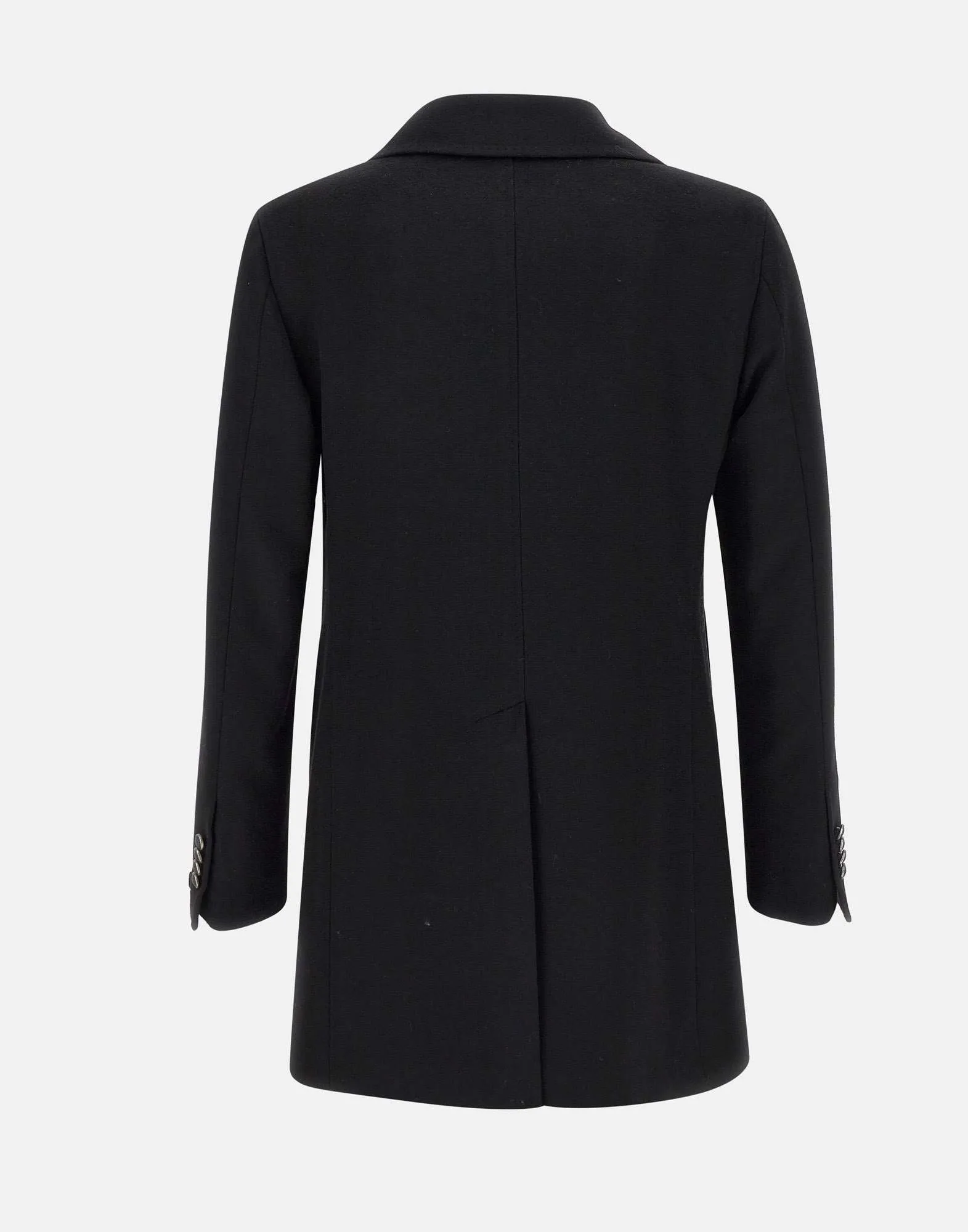 Men's Black Wool Double-Breasted Coat