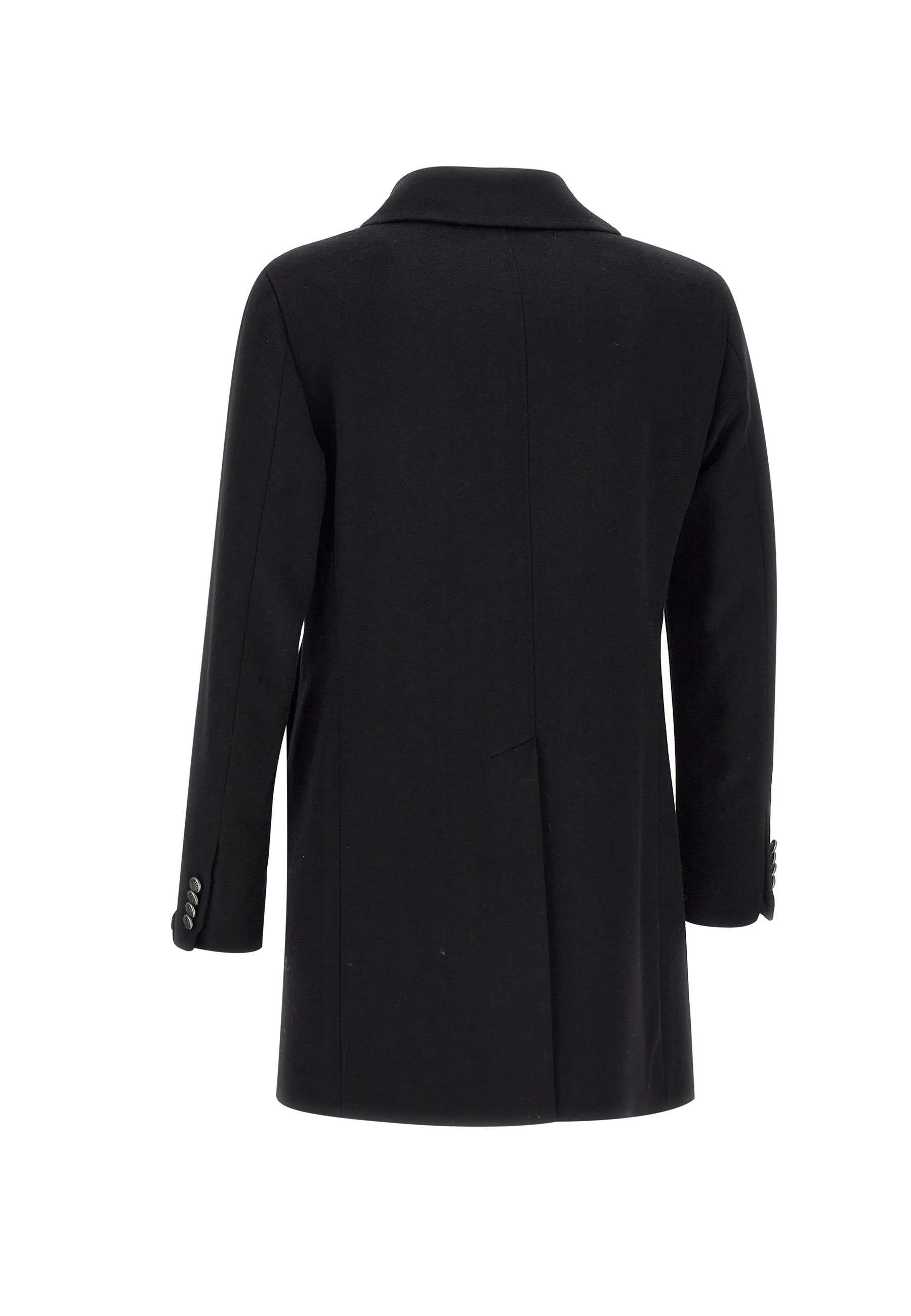 Men's Black Wool Double-Breasted Coat