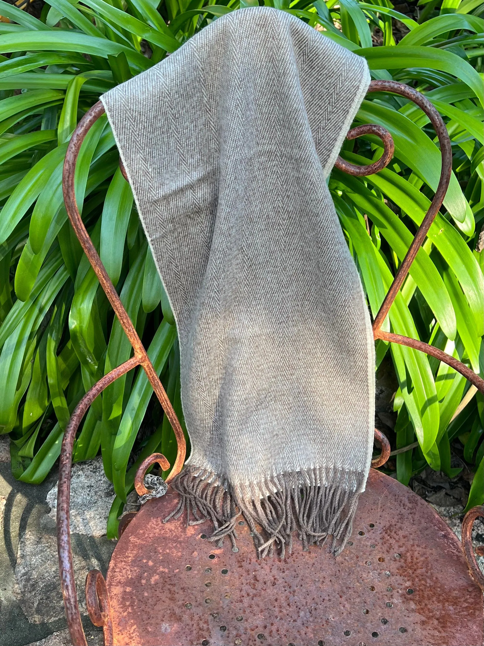 Mens Scarf - Cashmere Wool - Brown Beige