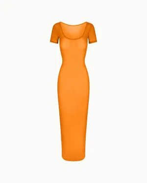 Mesh Scoop Neck Maxi Dress | Sunset