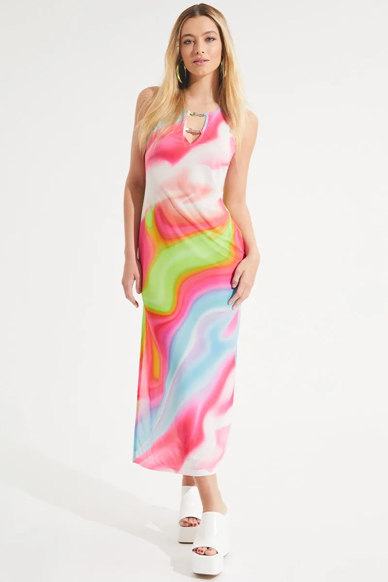 Mesh Swirl Maxi Dress