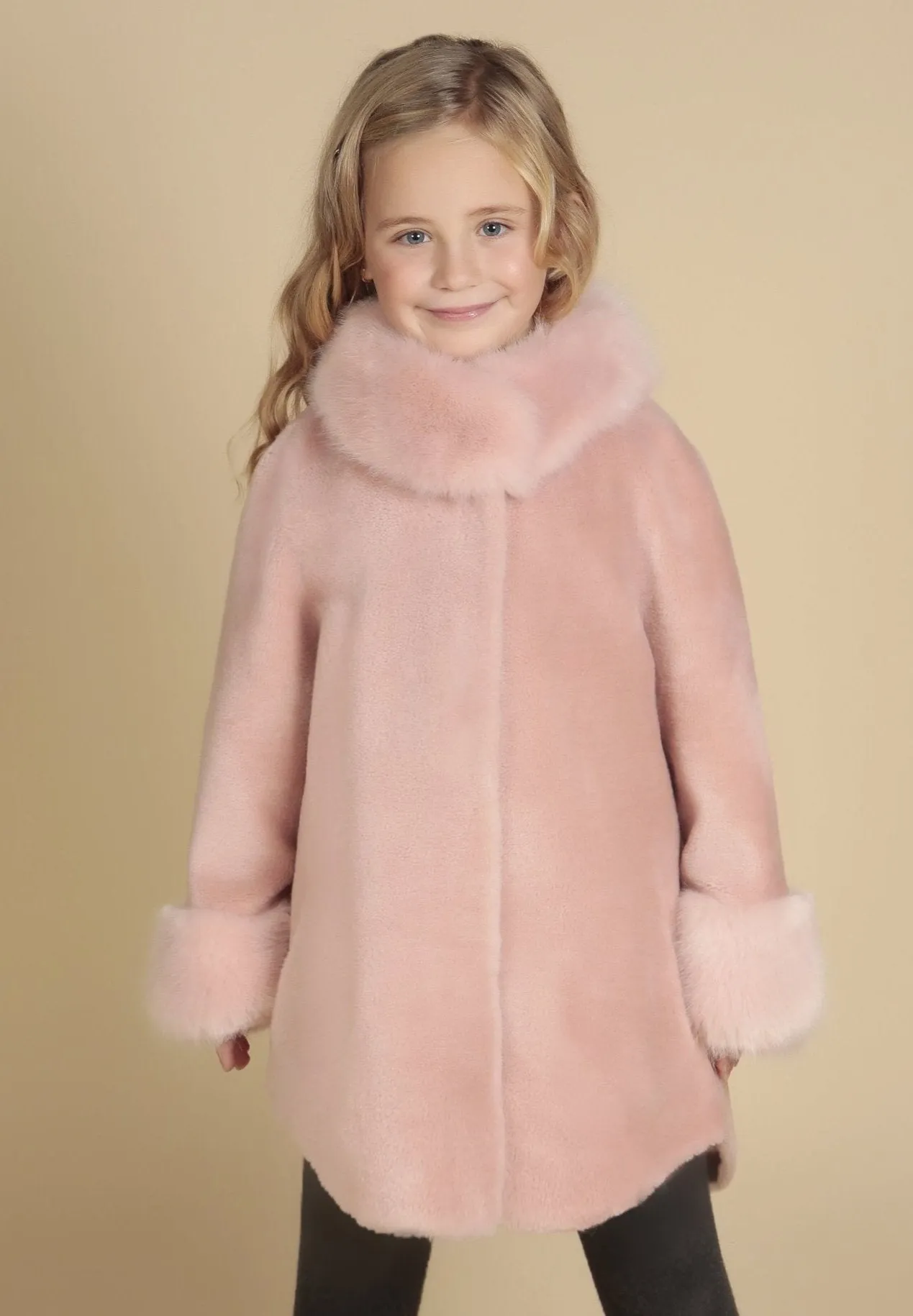 'Mini' 'Scarlett' Wool Coat in Rosa