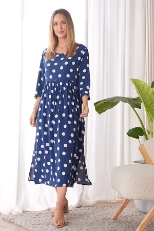 Morgan Dress - Navy/White Spot