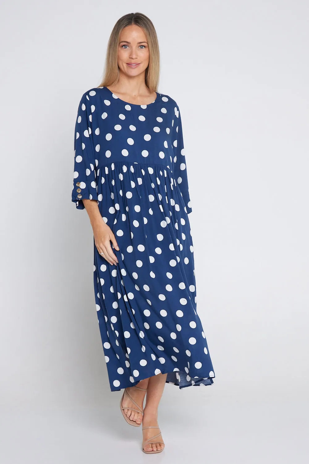 Morgan Dress - Navy/White Spot