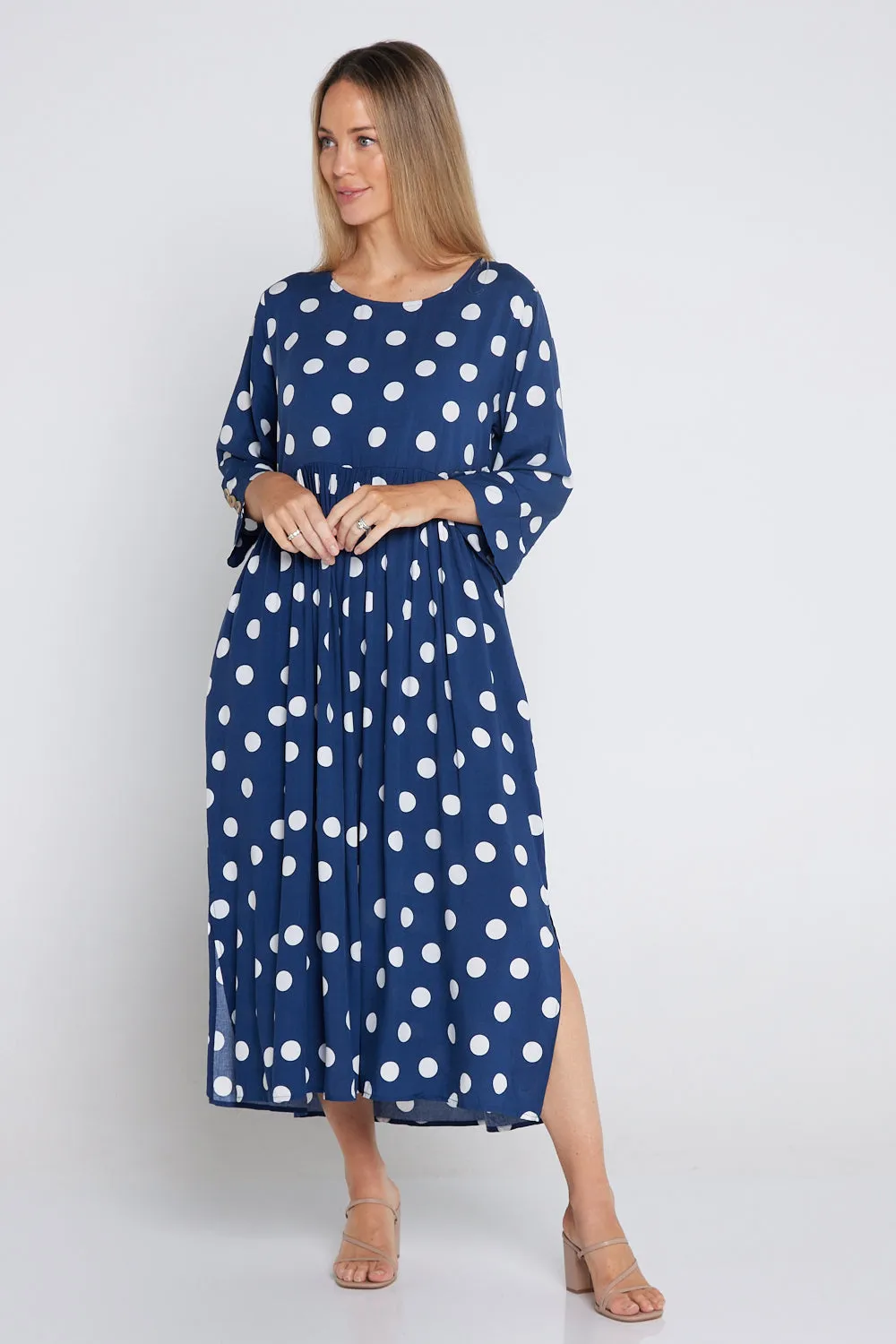 Morgan Dress - Navy/White Spot