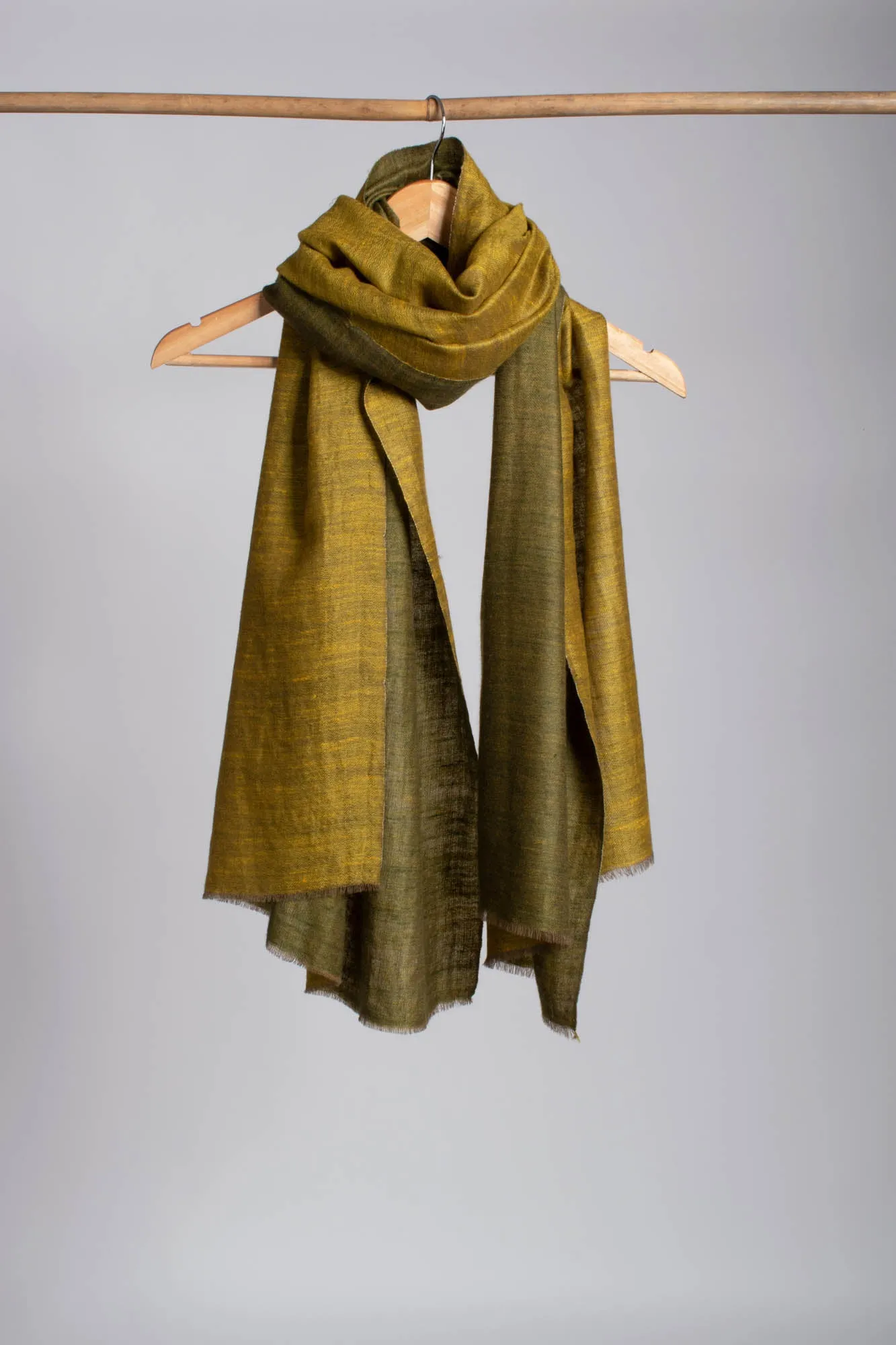 Mustard And Olive Dorukha Cashmere Scarf -  HOLYWELL