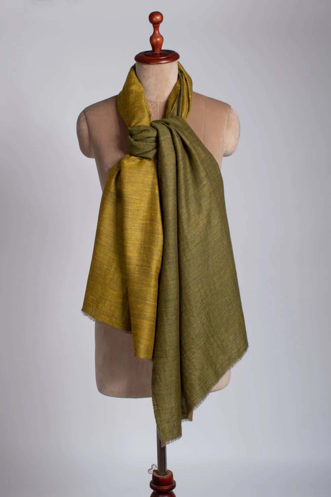 Mustard And Olive Dorukha Cashmere Scarf -  HOLYWELL