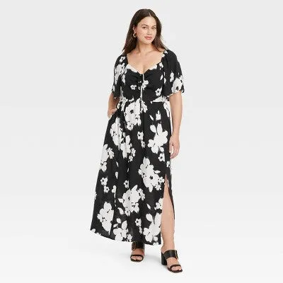 New - Women's Flutter Short Sleeve Maxi A-Line Dress - Ava & Viv