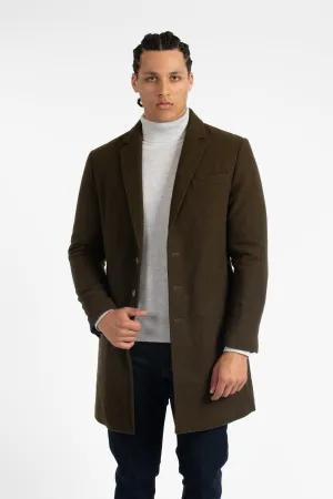 Olive Wool Blend Padded Coat