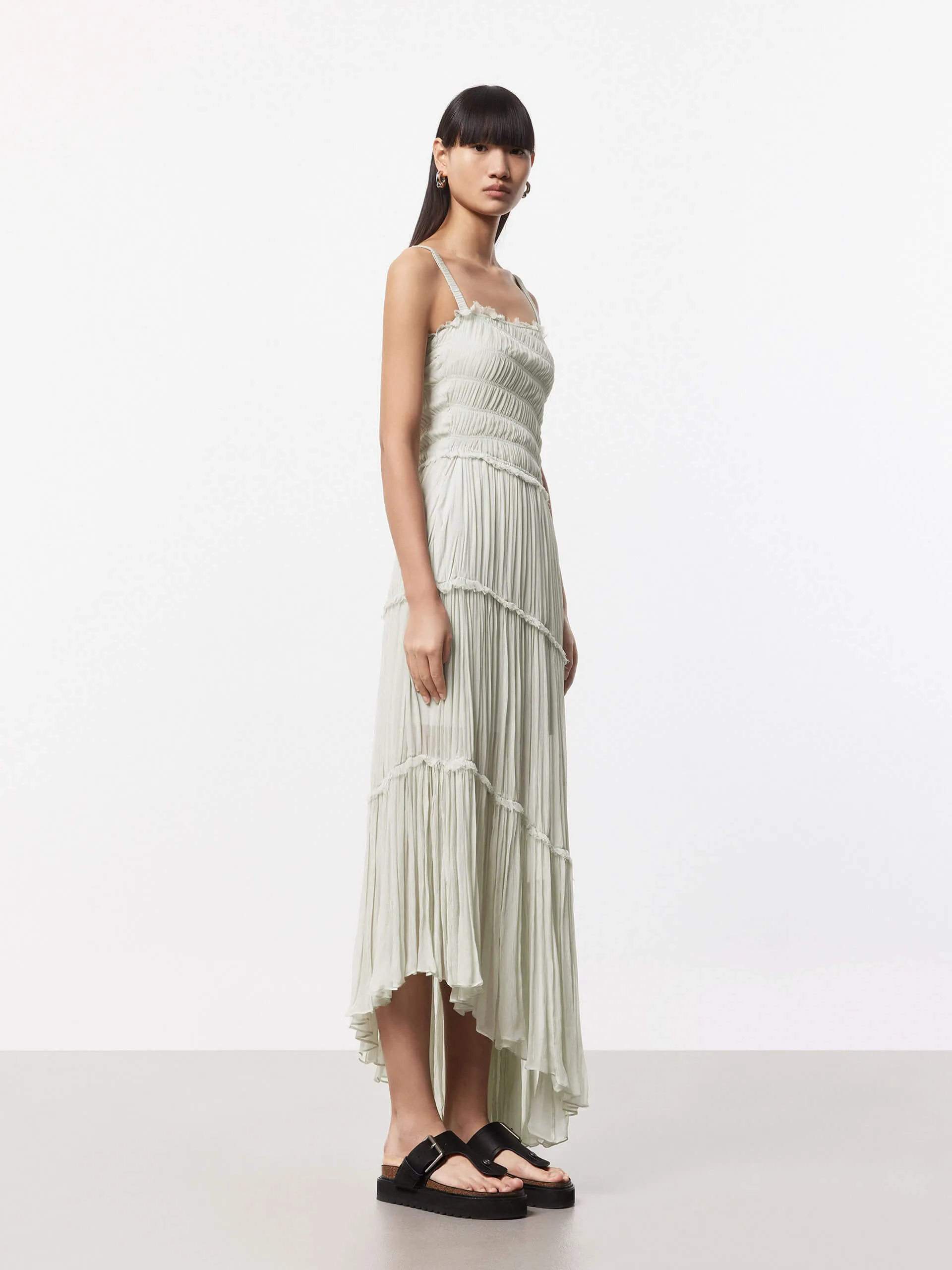 Pleated Detail Chiffon Dress