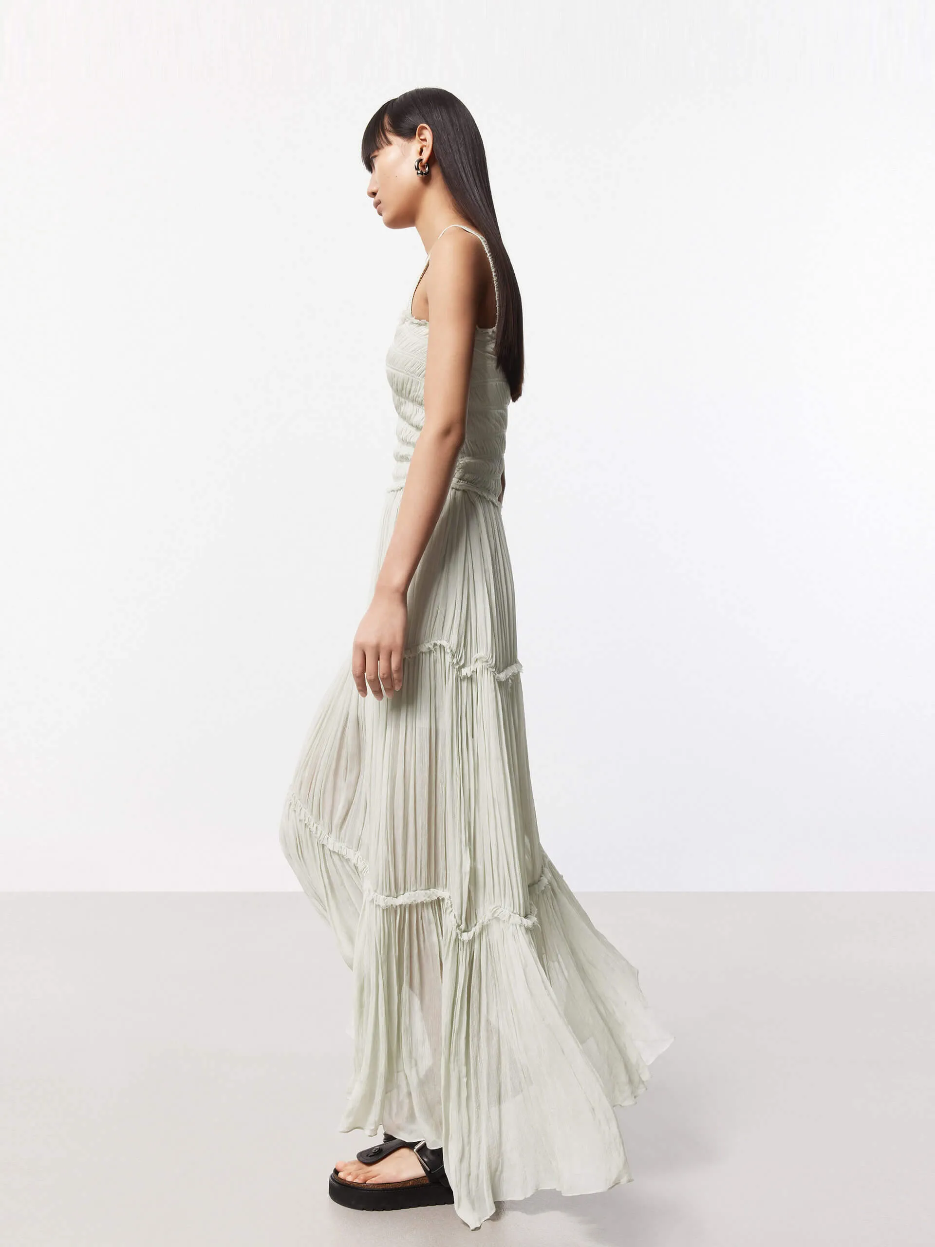 Pleated Detail Chiffon Dress