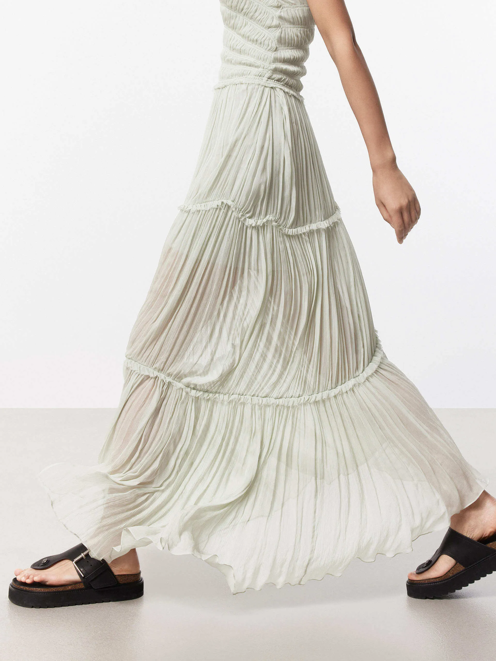 Pleated Detail Chiffon Dress