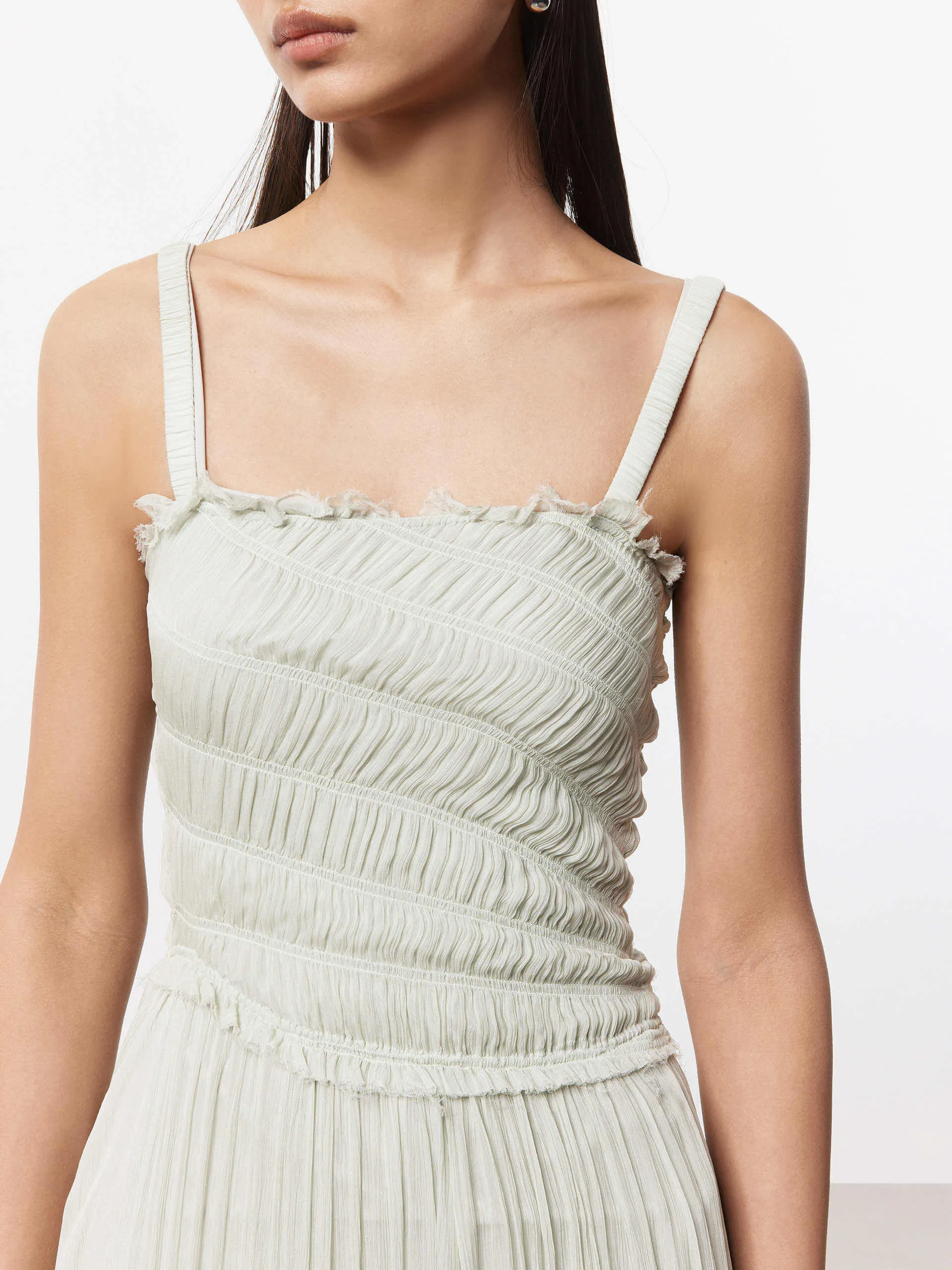 Pleated Detail Chiffon Dress