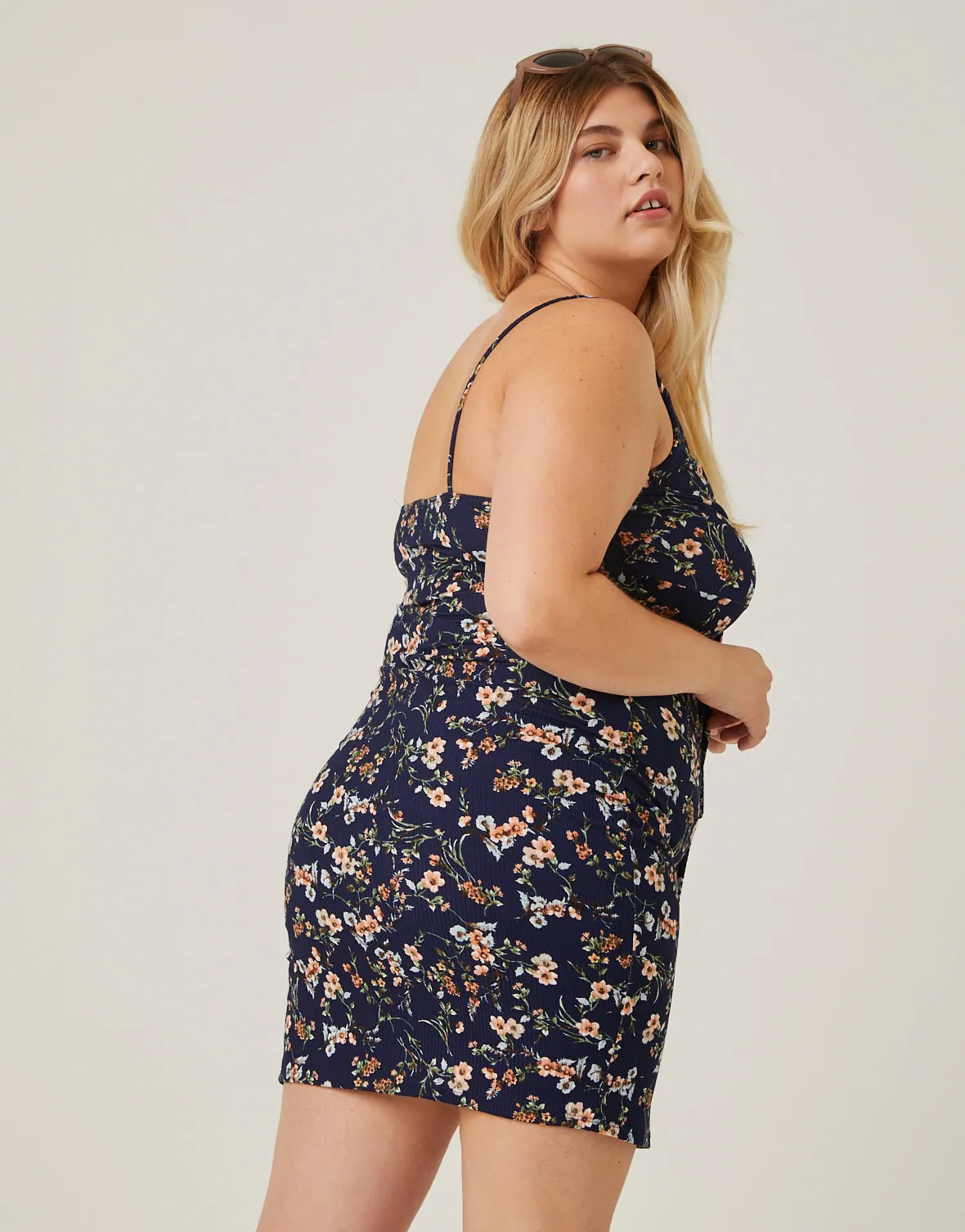 Plus Size Floral Cut Out Mini Dress