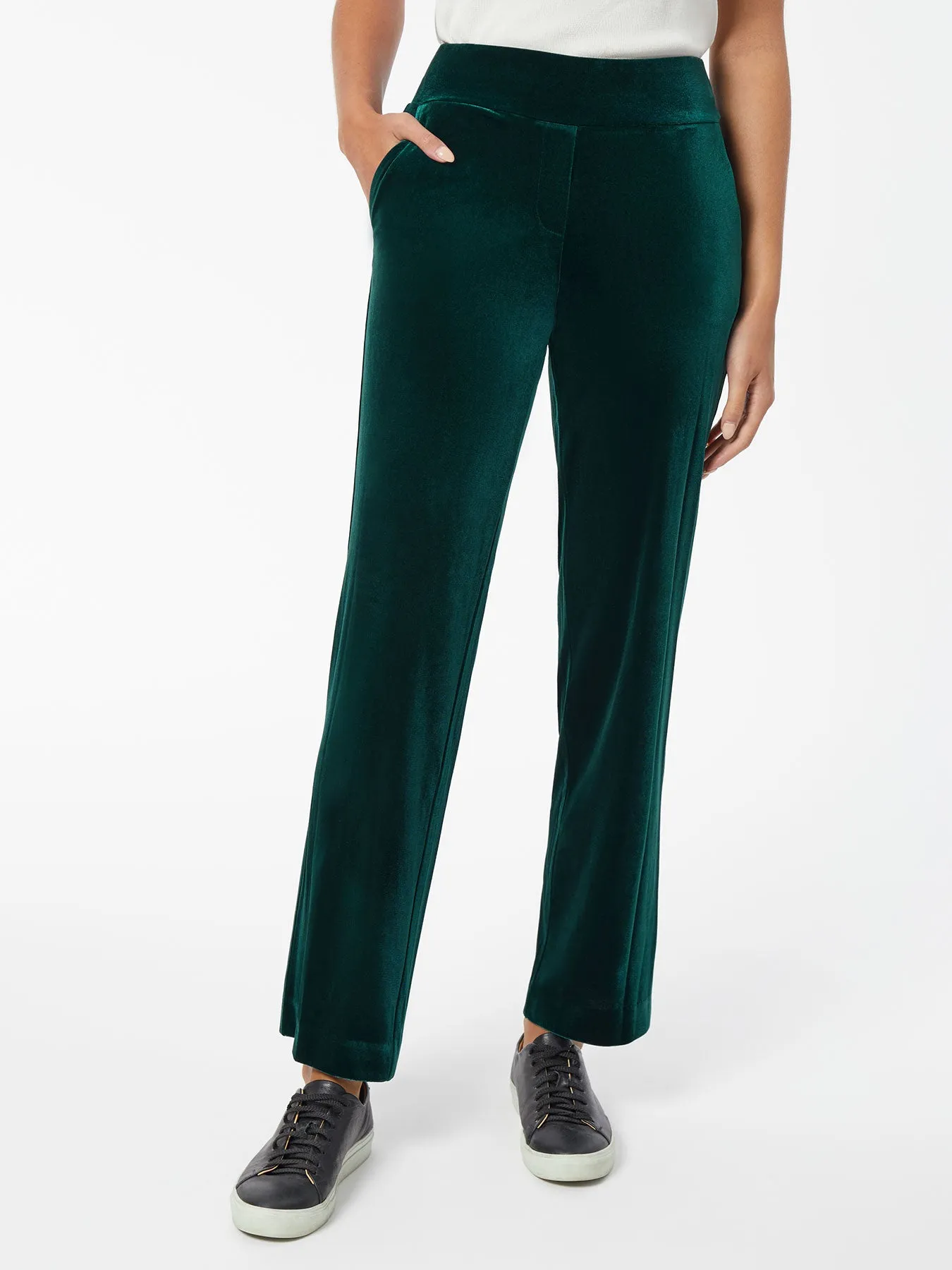 Pull-On Velour Straight Leg Pants