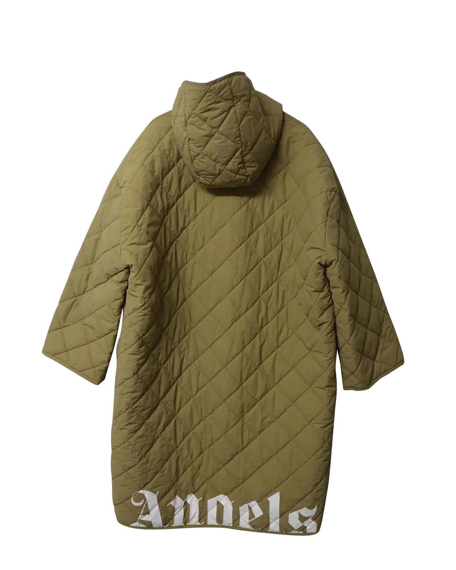 Quilted Hoodie Coat in Beige Polyamide