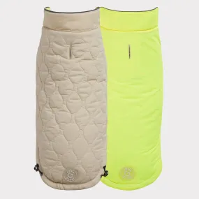 Reversible Chalet Dog Jacket | Sand / Neon Yellow