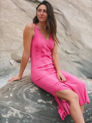 Rikki Ribbed Knit Dress - Hot Pink