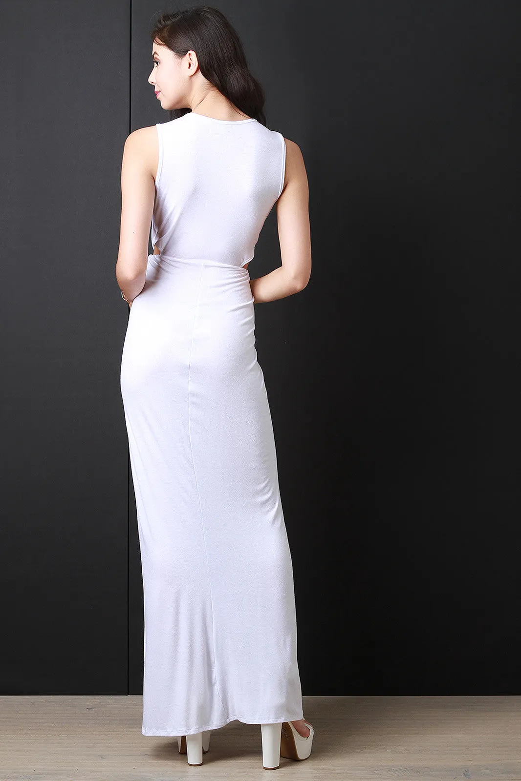 Ruched Slit Maxi Dress