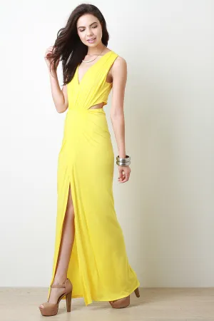 Ruched Slit Maxi Dress