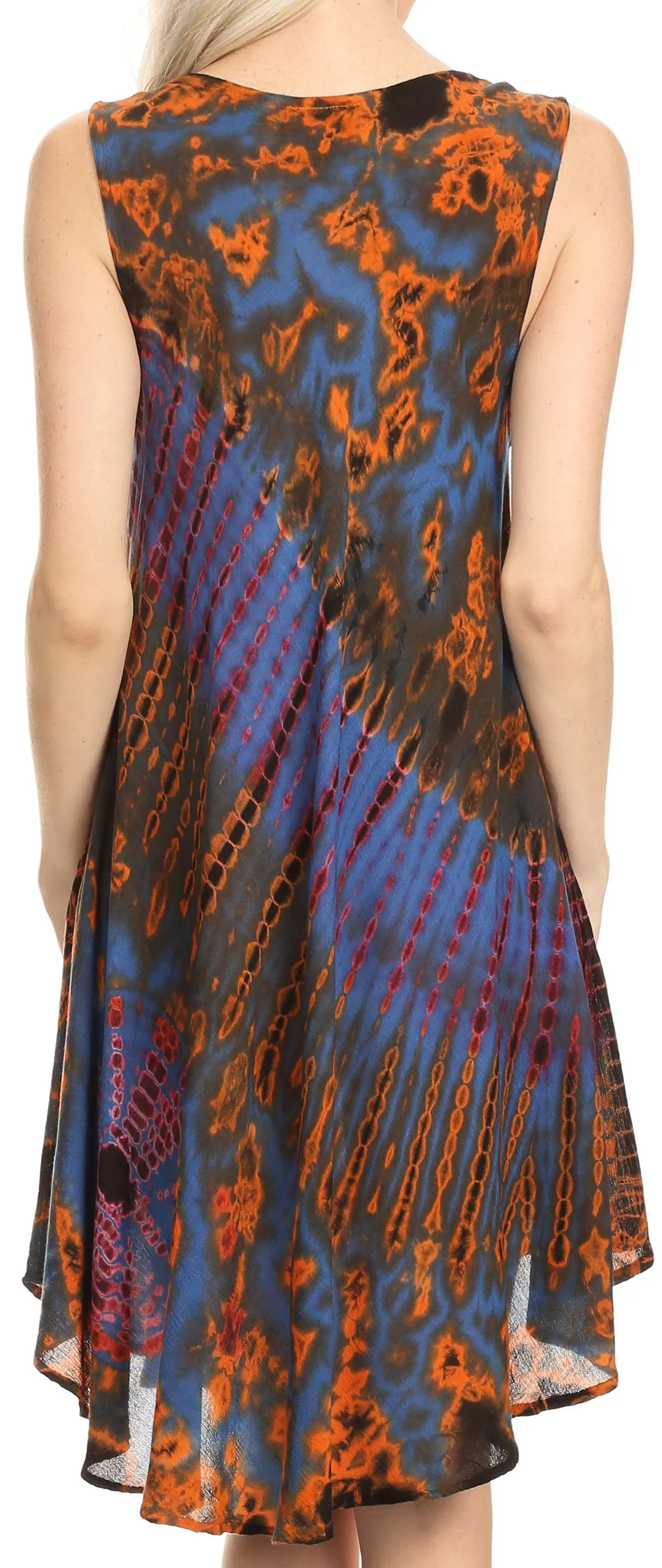 Sakkas Falani Tie Dye Sleeveless Long Tank Style Dress | Cover Up