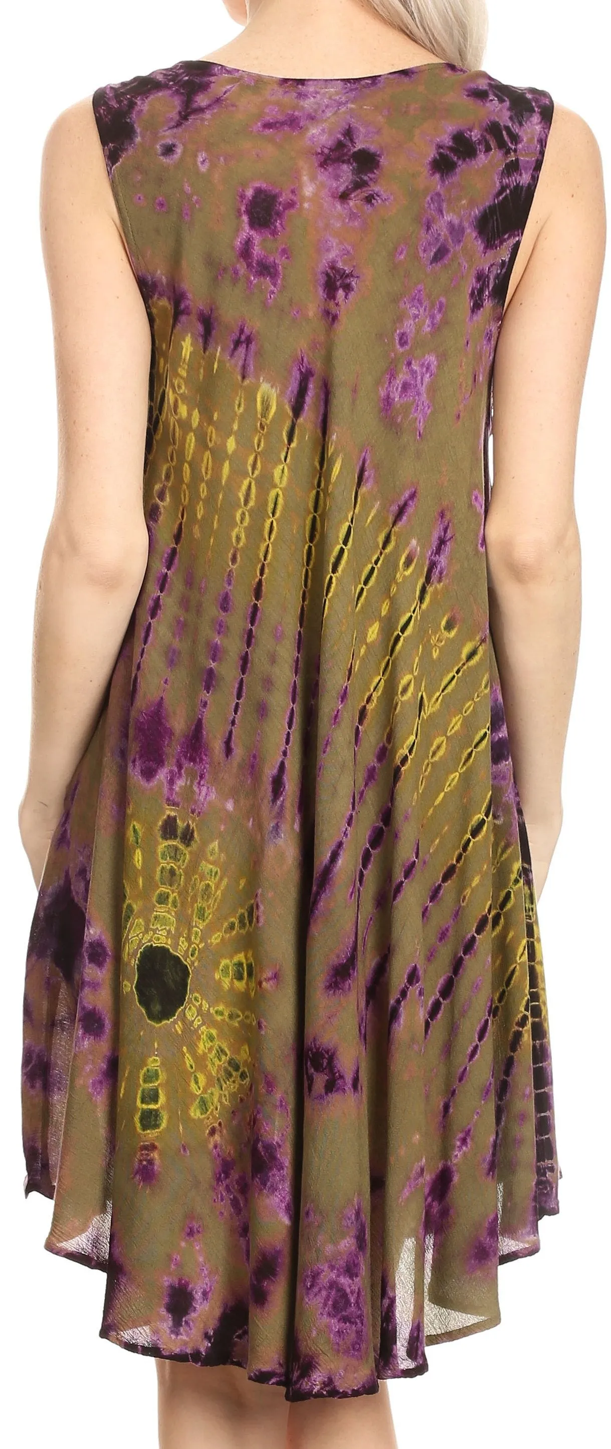 Sakkas Falani Tie Dye Sleeveless Long Tank Style Dress | Cover Up