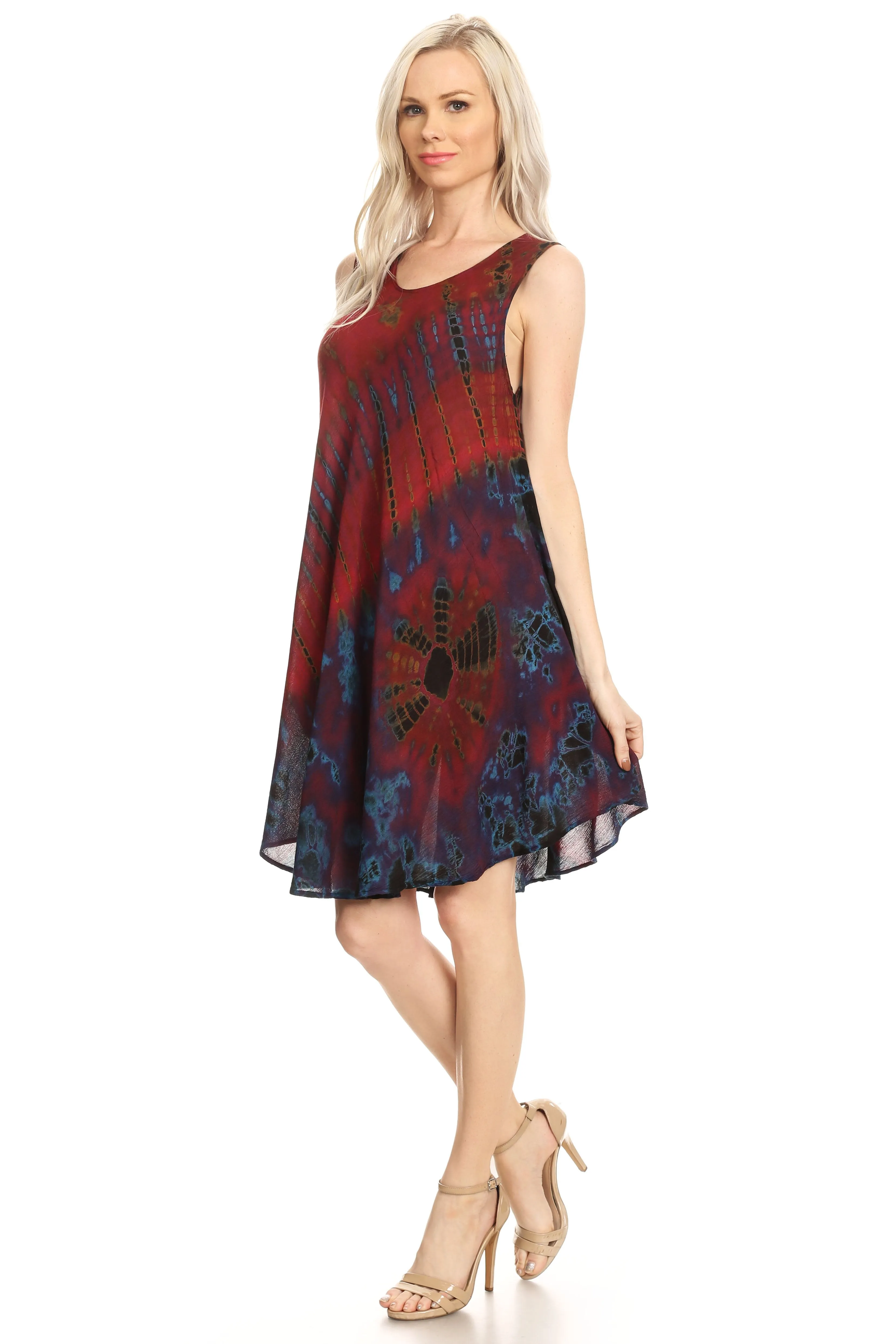 Sakkas Falani Tie Dye Sleeveless Long Tank Style Dress | Cover Up