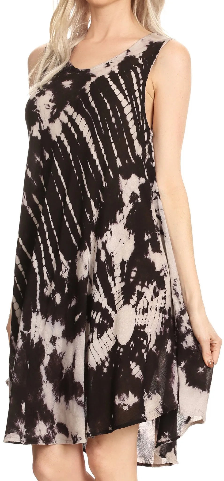 Sakkas Falani Tie Dye Sleeveless Long Tank Style Dress | Cover Up