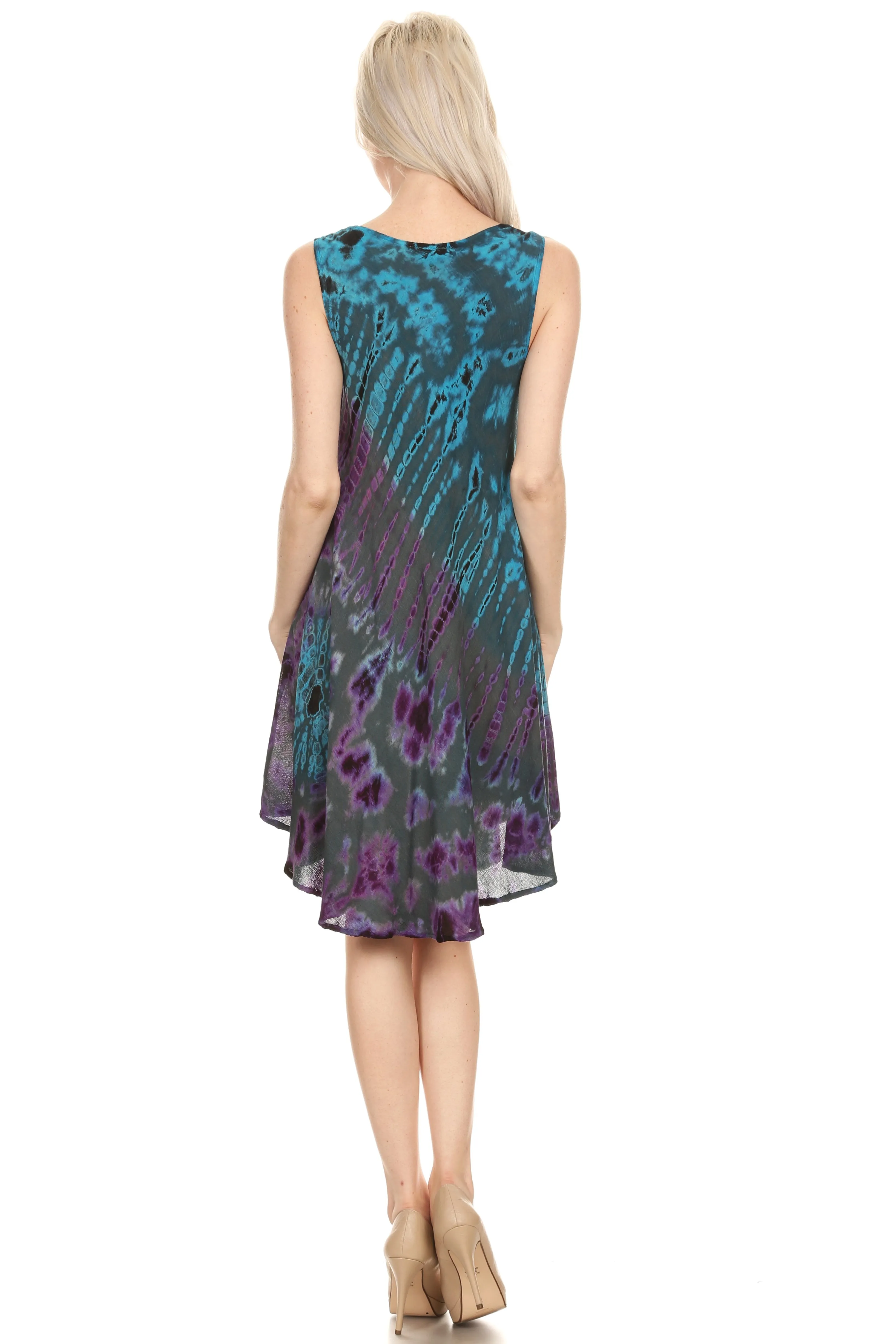 Sakkas Falani Tie Dye Sleeveless Long Tank Style Dress | Cover Up