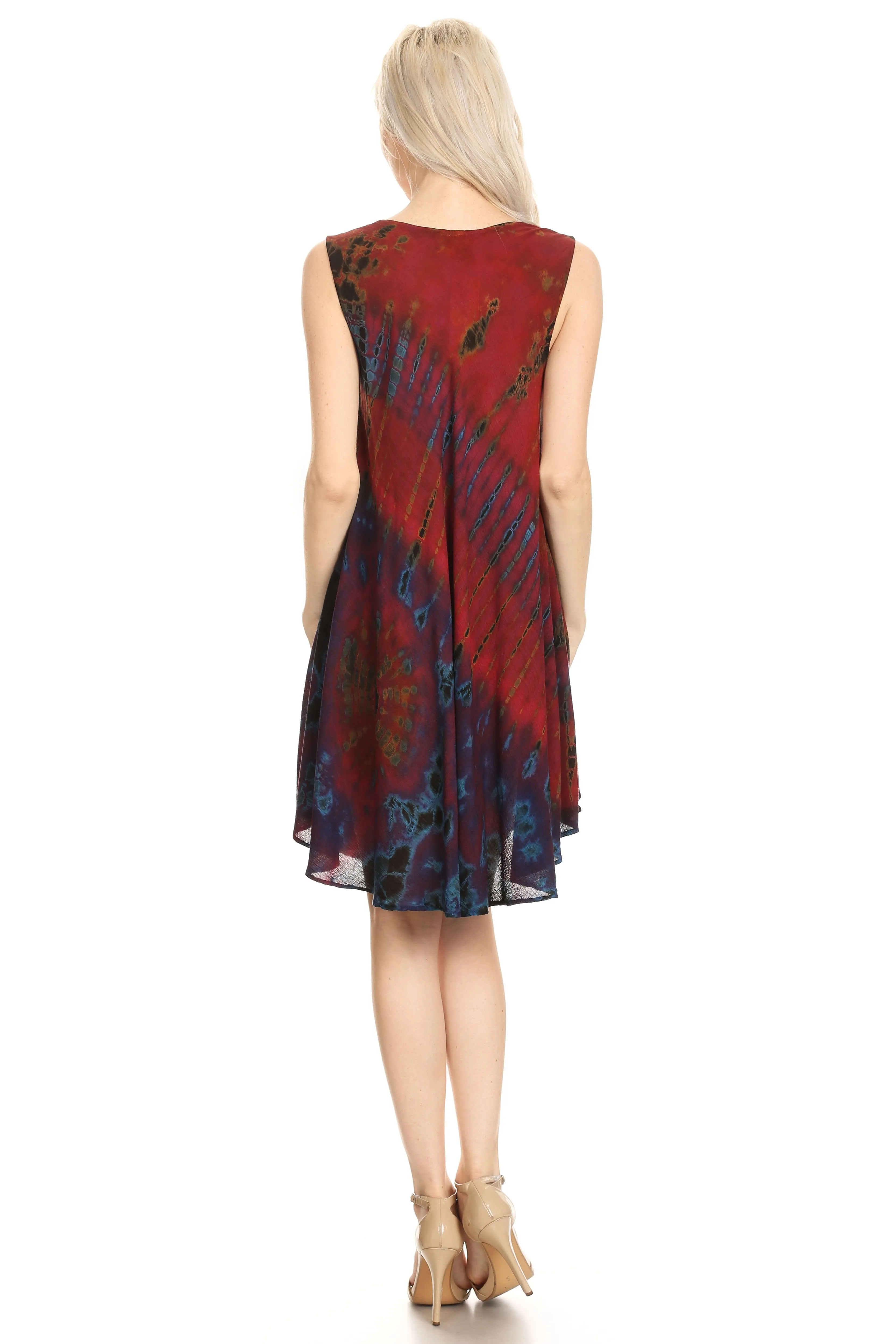 Sakkas Falani Tie Dye Sleeveless Long Tank Style Dress | Cover Up