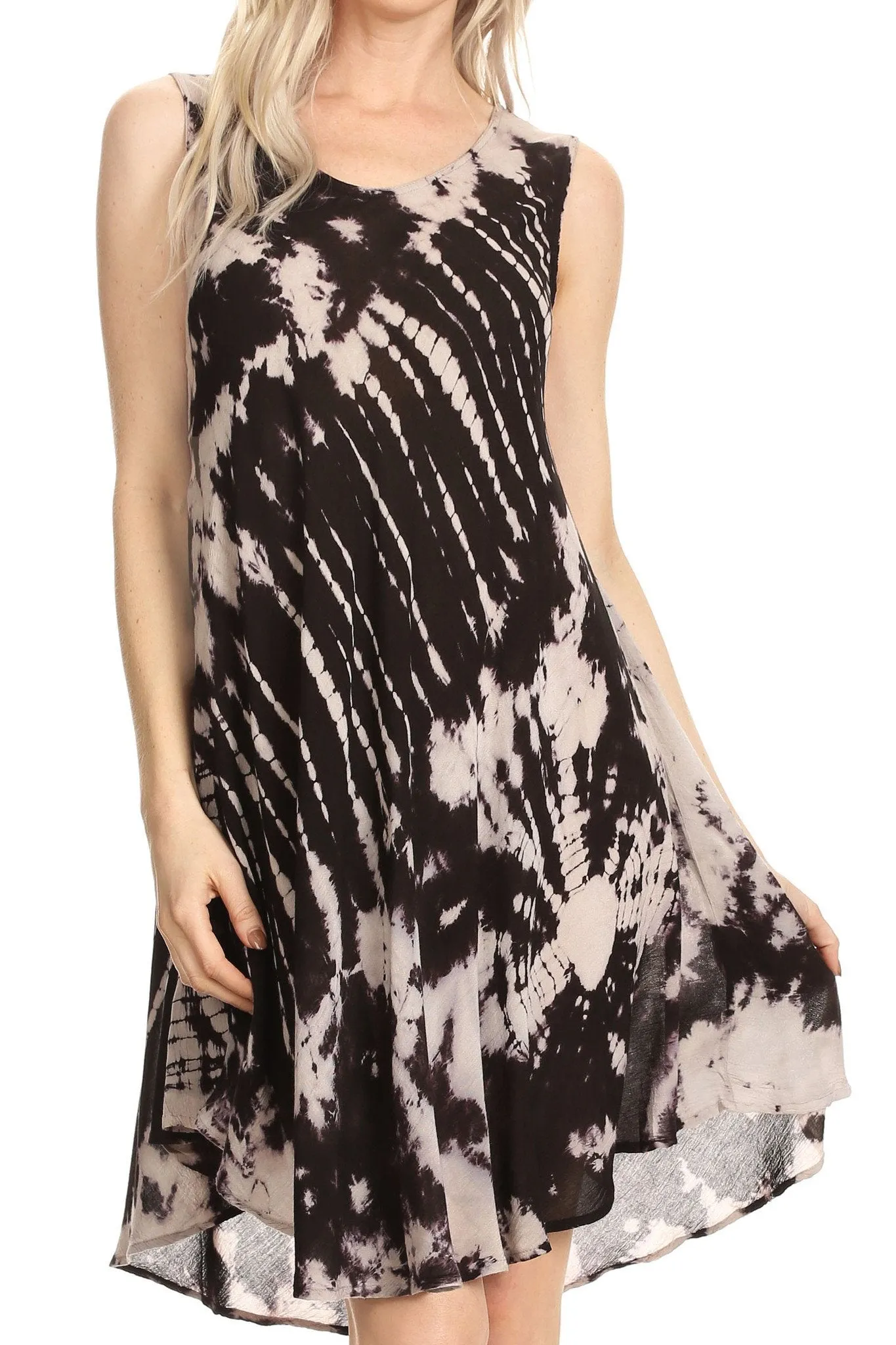 Sakkas Falani Tie Dye Sleeveless Long Tank Style Dress | Cover Up