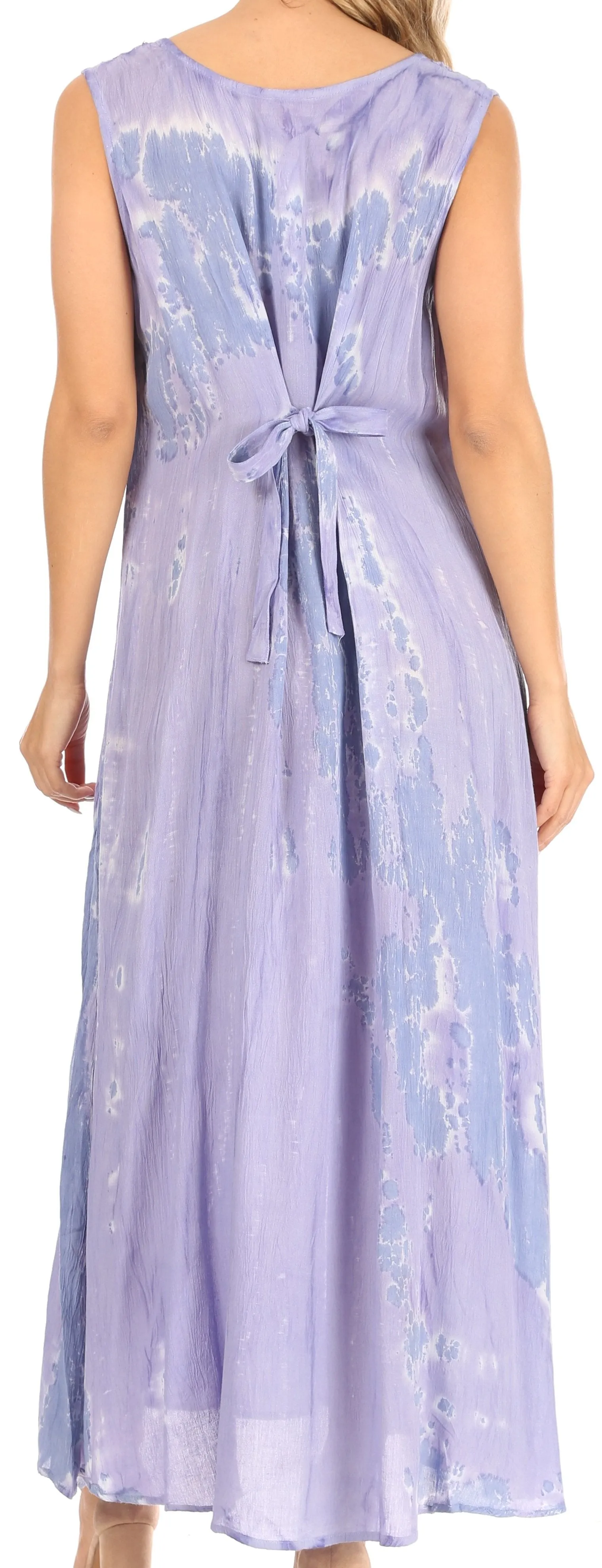 Sakkas Raquel Women's Casual Sleeveless Maxi Summer Caftan Column Dress Tie-Dye