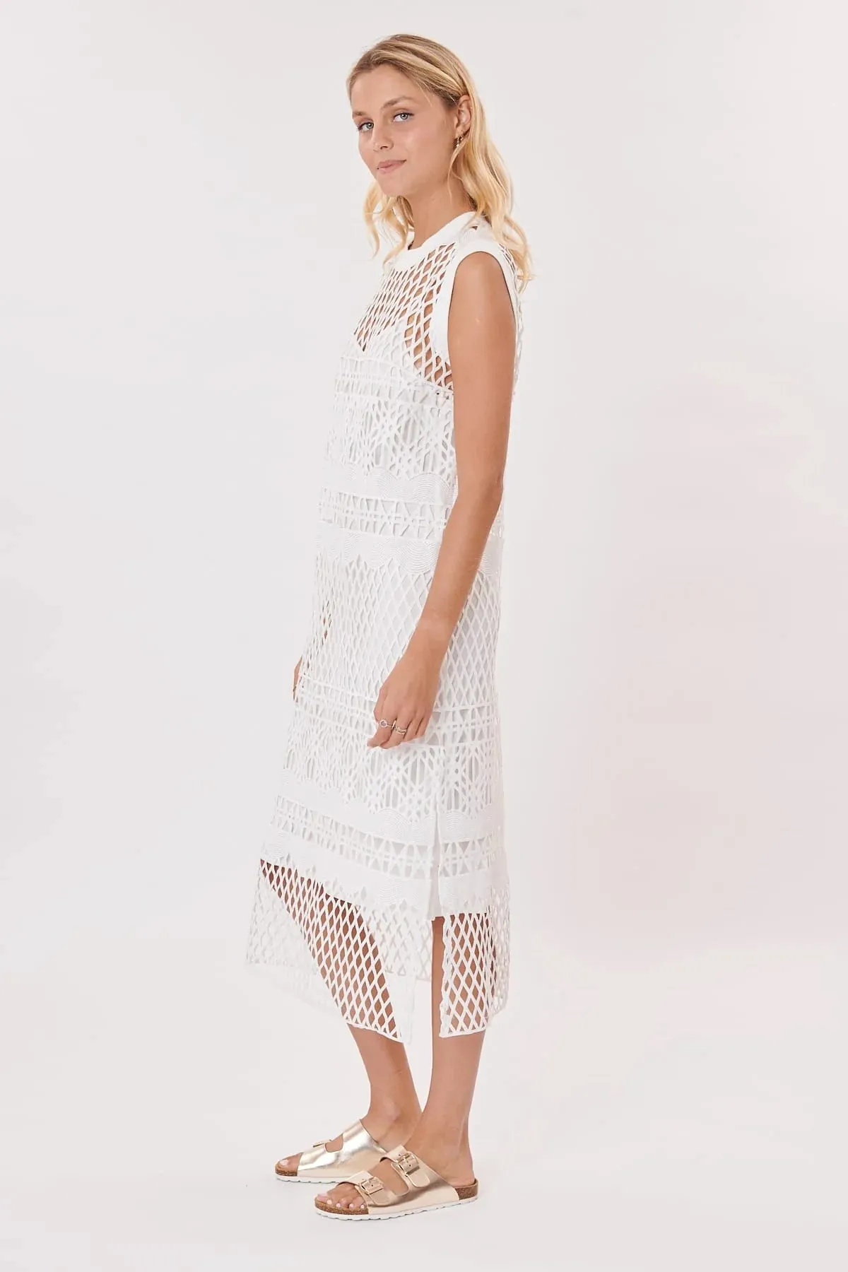 Salamandre Mesh  Dress- White