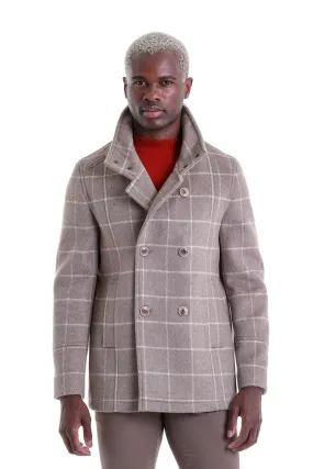 Slim Fit Double Breasted Mink Wool Blend Coat