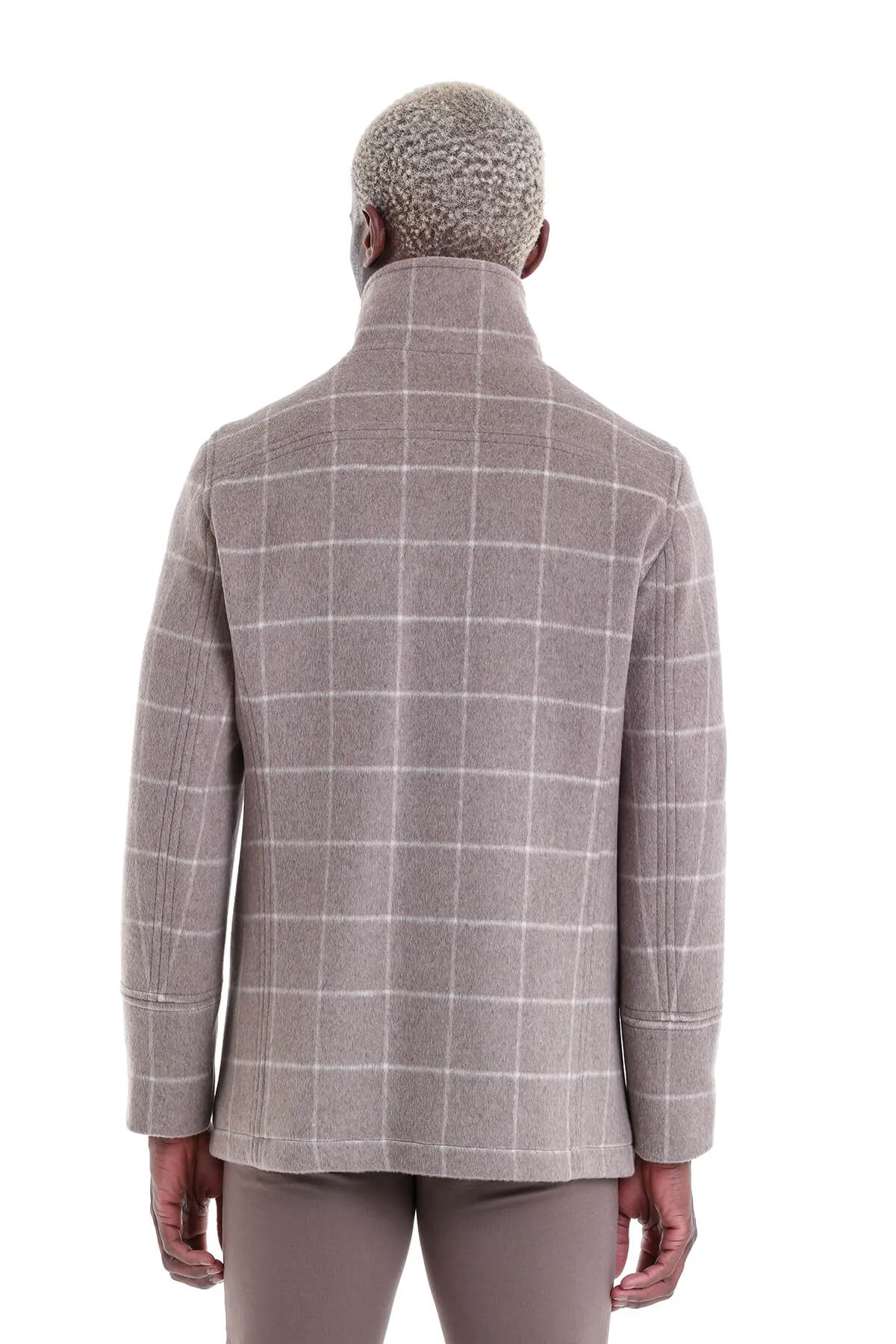 Slim Fit Double Breasted Mink Wool Blend Coat