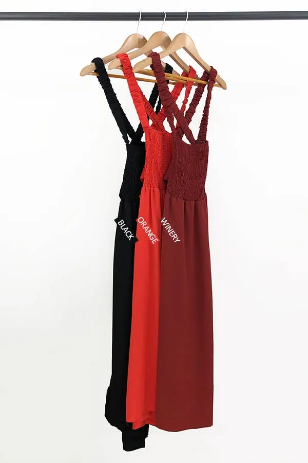 Solid Open-Back Criss Cross Maxi Dress