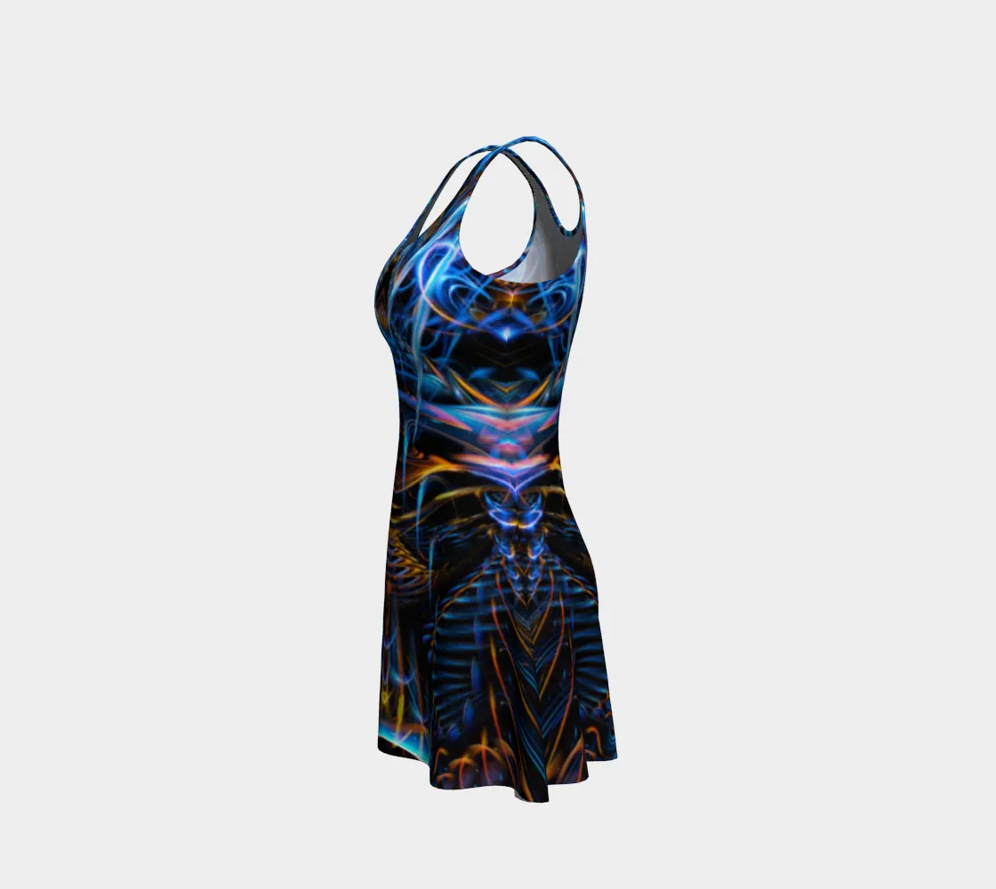 Sound Waves Over Dark Flare Dress