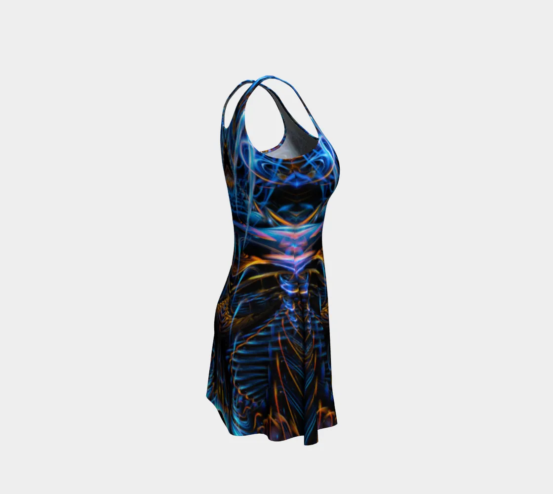 Sound Waves Over Dark Flare Dress