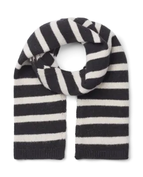 Tanja Lambswool Scarf Short GOTS 243975 - Island Fossil / Black Stripe