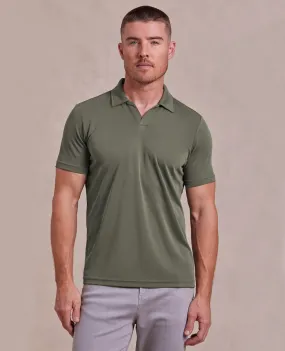 The Aston - Pique Double Knit SS Johnny Collar Polo - Olive