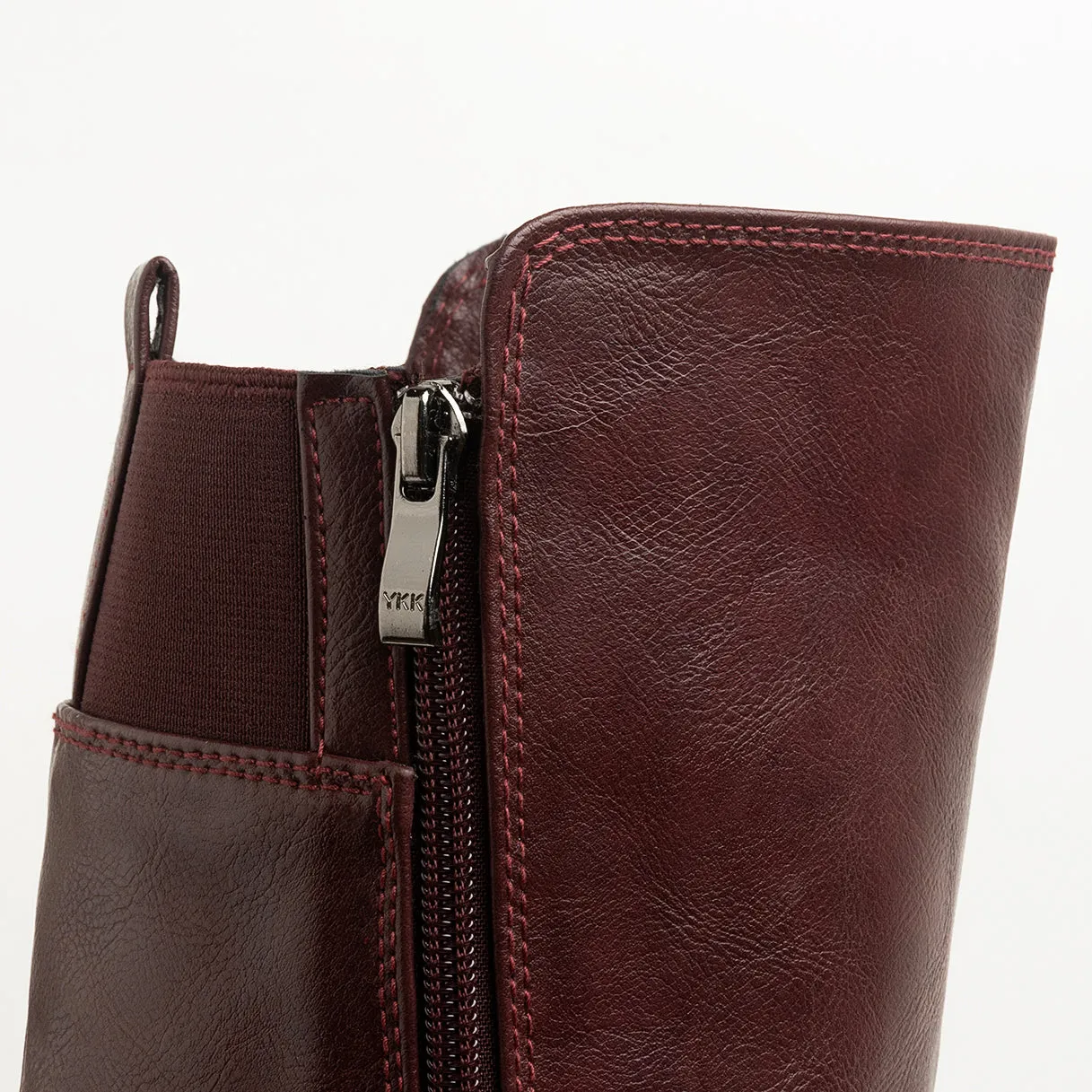 The Buckle Knee High Boots - Burgundy