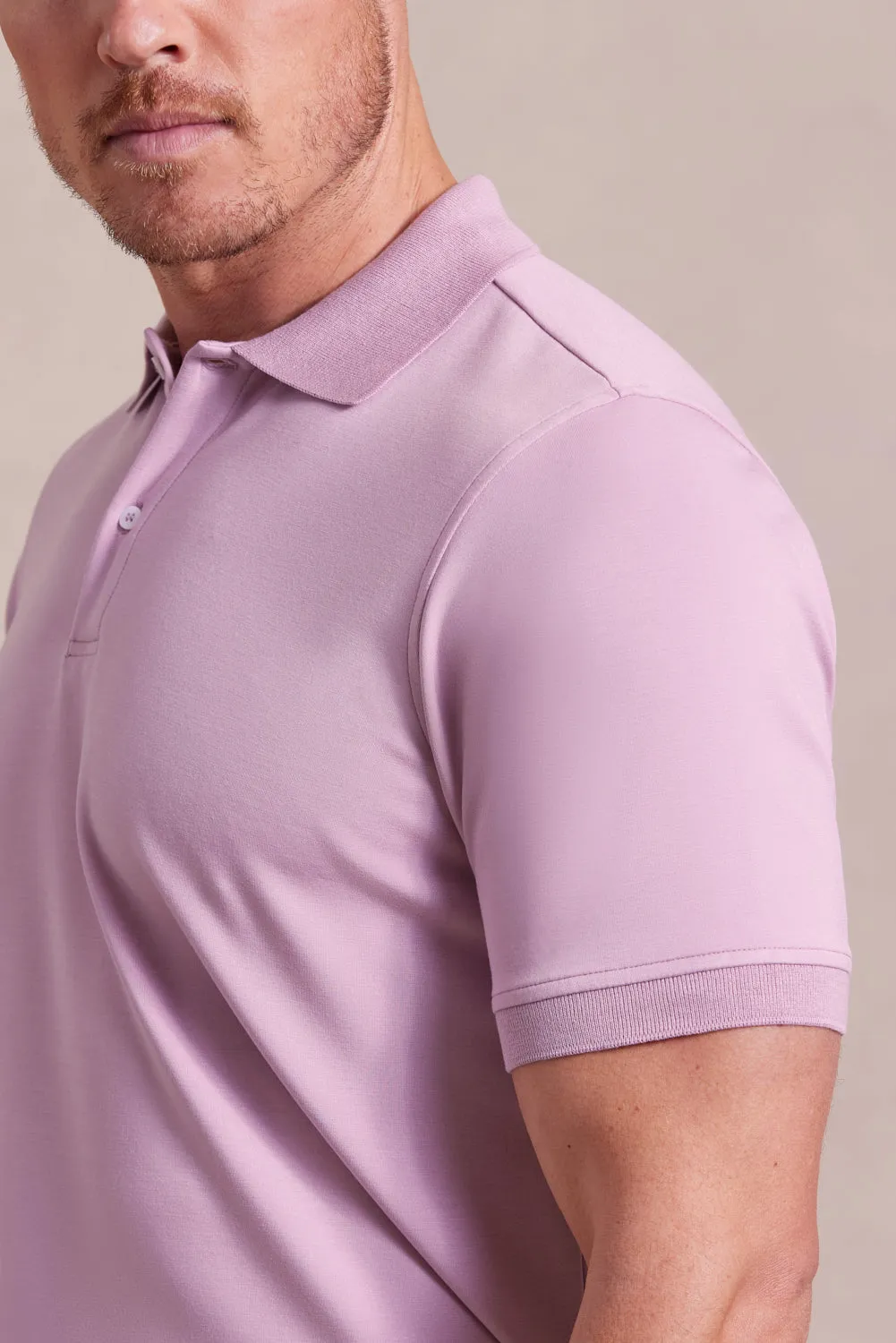 The Holden - Sand Washed Double Knit SS Polo - Lilac