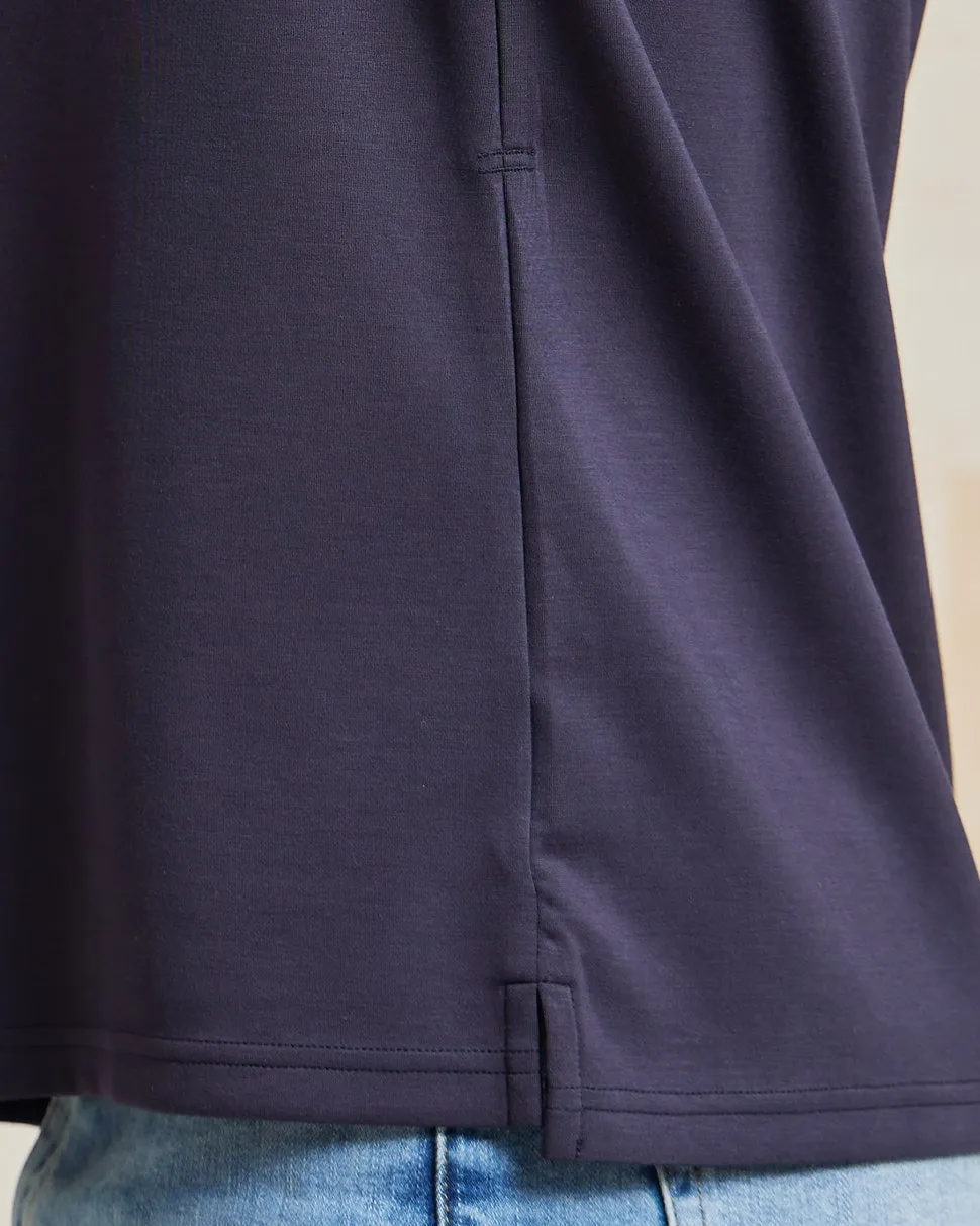 The Holden - Stone Washed Double Knit LS Polo - Navy