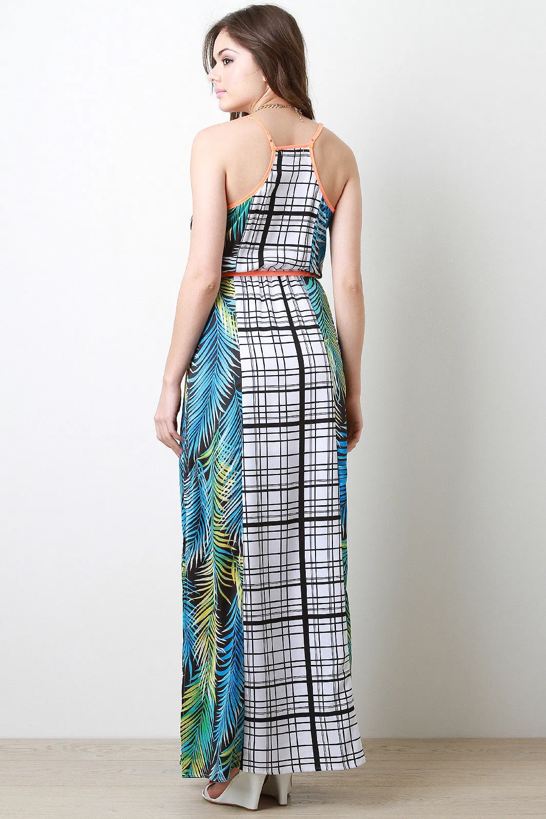 Tropical Grid Maxi Dress