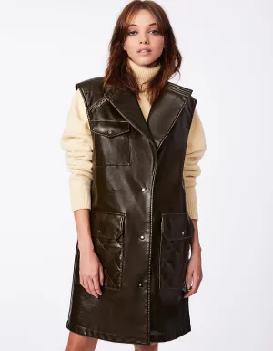 Vegan Leather Vest Coat