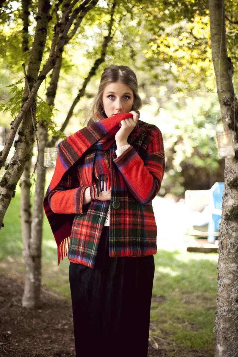 Vintage 1960s coat and scarf Red Plaid Bill Atkinson glen of Michigan SOLD