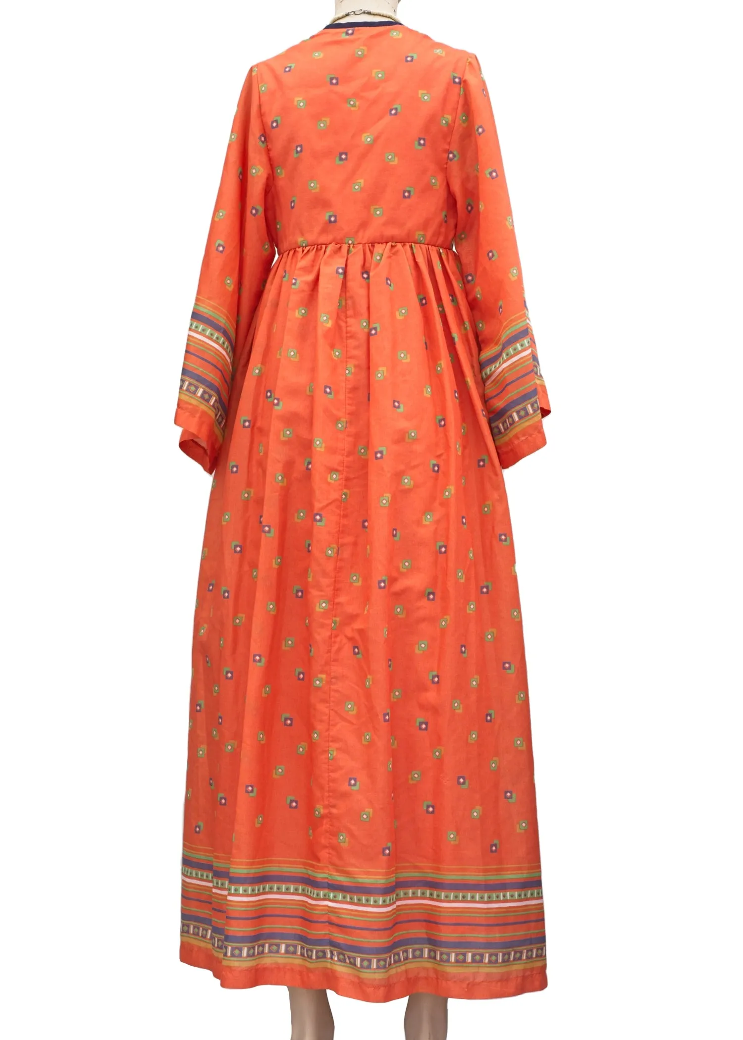 Vintage 70s Angela Gore Orange Maxi Dress