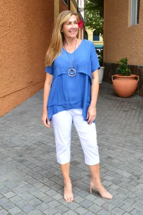 Wedgewood Blue Layered Tunic Blouse