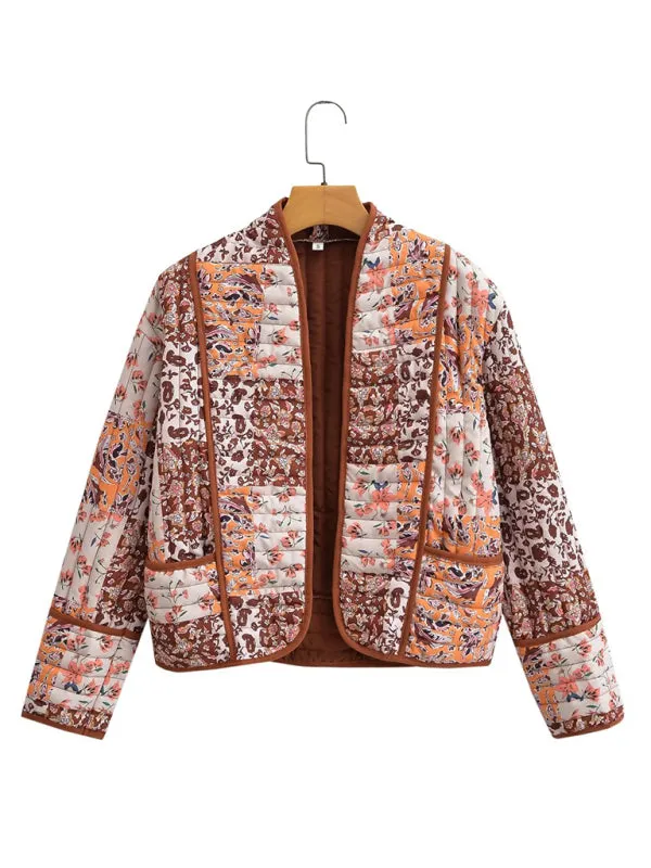 Wenkouban-Winter outfits ideas Women's casual loose printed quilted jacket coat