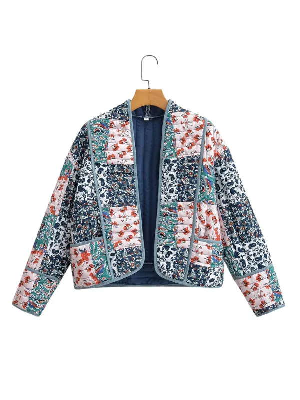 Wenkouban-Winter outfits ideas Women's casual loose printed quilted jacket coat